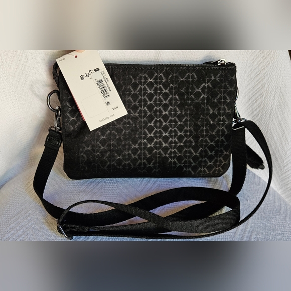 Kipling RiRi black signature embossed print crossbody NWT - Picture 2 of 5